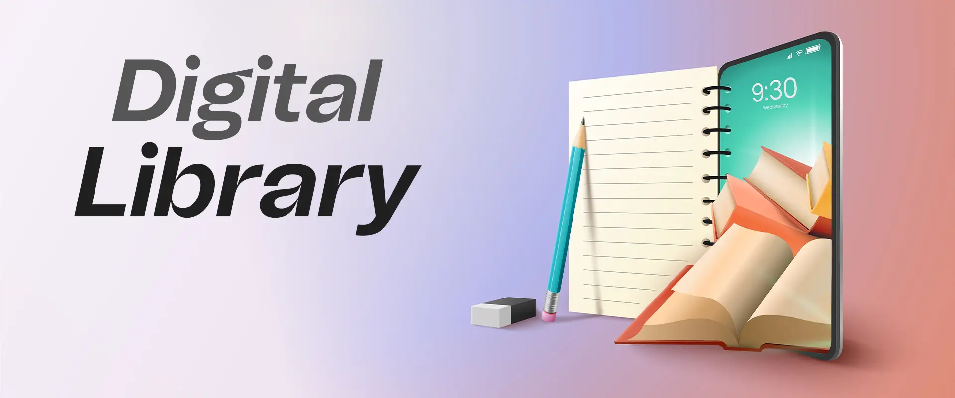 Curated digital library shelf with books across eight categories